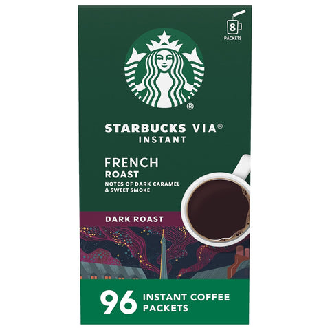 Starbucks VIA Instant Coffee, Dark Roast Coffee, Italian Roast, 100% Arabica, Single-Serve, 1 Box (50 Packets) | 100% Arabica instant coffee packets; Italian Roast dark roast; 1 box, 50 packets