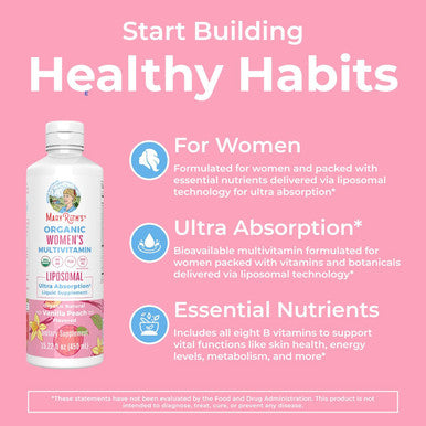 Maryruth Organics USDA Organic Multivitamin for Women Sugar Womens Multivitamin Liquid Vitamins for Women Immune Support Supplement Ashwagandha Methylfolate Vegan Non-GMO 15.22 Fl Oz