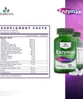Herbevia Enzymax Digestive Enzymes with BioPerine Probiotics Prebiotics & Lactase Non-GMO Sugar-Free Gut Health Supplement for Men & Women Halal Certified 60 Capsules