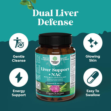 Natures Craft Bundle of Liver Support Supplement with NAC for Liver Cleanse and Vegan Uric Acid Cleanse and Detox for Men and Women's Joints Kidneys and More