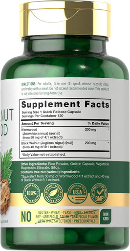 Carlyle Black Walnut Wormwood | 120 Capsules | Herbal Complex | Non-GMO Gluten