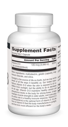 Source s Vitamin D-3 5000 iu Supports Bone & Immune Health - 240 Capsules
