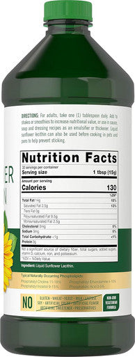 Carlyle Sunflower Lecithin Liquid 16 oz Oil | 2 Pack | Vegan Vegetarian Non-GMO Soy Gluten