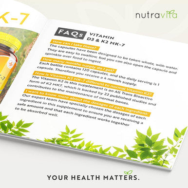 Vitamin D3 4000 Iu & Vitamin K2 100Ug Mk7 (K2Vital ) - Clinically Proven Ingredients Max Strength - 120Capsules Supports Normal Immune System Cholecalciferol & Menaquinone-7 Made In The Uk