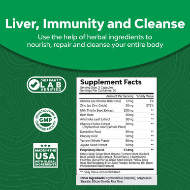 Milk Thistle Liver Support Supplement - Herbal Liver Supplement with Silymarin Milk Thistle Extract Dandelion Root Artichoke Extract Choline Bitartrate Berberine and Chicory Root for Liver Cleanse