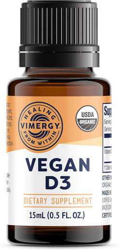 Vimergy Vegan D3 Supports Bone Health* Benefits Immune Function* Usda Certified Organic Vegan Gluten-Free 115 Ml (96 Servings)