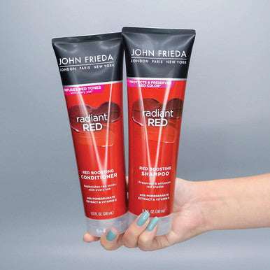 John Frieda Radiant Red Red Boosting Shampoo Daily Shampoo Helps Enhance Red Hair Shades 8.3 Ounce With Pomegranate And Vitamin E