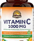 Vitalitown Vitamin C Complex 1000mg with Rose HIPS Bioflavonoids Turmeric and Echinacea Daily Immune Support Collagen Booster and Powerful Antioxidant Vegan 90 Tablets