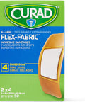 Curad Flex-Fabric Adhesive Bandages X-Large 2x4 50 Count