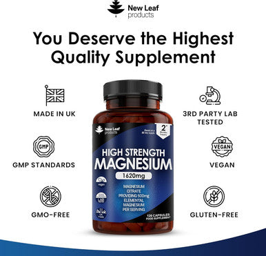 Magnesium Citrate Capsules 1620Mg - Super Strength And High Absorption Magnesium Supplements - With 500Mg Elemental Vegan Magnesium - Not Magnesium Tablets - Muscle & Sleep Support (Two Months Supply)
