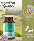 Herbamama Inulin Powder Capsules 1200Mg - Digestive Support & Gut Cleanse With Inulin Prebiotic Fiber - Vegan Non-Gmo Chicory Root Powder Supplement