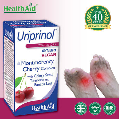 Uriprinol, Uric Acid Cleanse, 60Ct, Twice Daily, Montmorency Cherry Complex With Celery Seed, Turmeric And Banaba Leaf, Vegan