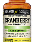 Mason Natural Cranberry with Probiotic, Calcium and Vitamin C, Highly Concentrated - Supports Antioxidant and Immune Health, Maintains a Healthy Urinary System, 60 Tablets
