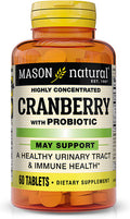Mason Natural Cranberry with Probiotic, Calcium and Vitamin C, Highly Concentrated - Supports Antioxidant and Immune Health, Maintains a Healthy Urinary System, 60 Tablets