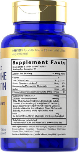 Carlyle Glucosamine Chondroitin MSM Turmeric | 250 Mini Tablets | Non-GMO and Gluten