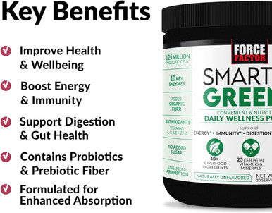 Force Factor Total Beets Drink Mix Superfood Powder with Nitrates to Support CirculationBlood Flow & Smarter Greens Daily Wellness Powder to Support Energy Immunity & Digestion