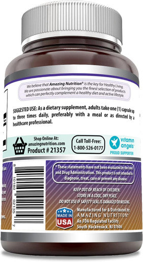 Amazing Nutrition Formulas L-Arginine Supplement | 500 Mg Per Serving | Capsules | Amino Acid Supplement for Men & Women | Non-GMO | Gluten | Made in USA (250 Count)