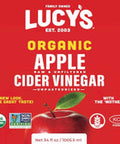 Lucy's Family Owned - USDA Organic NonGMO Raw Apple Cider Vinegar Unfiltered Unpasteurized With the Mother 34oz Glass Bottle
