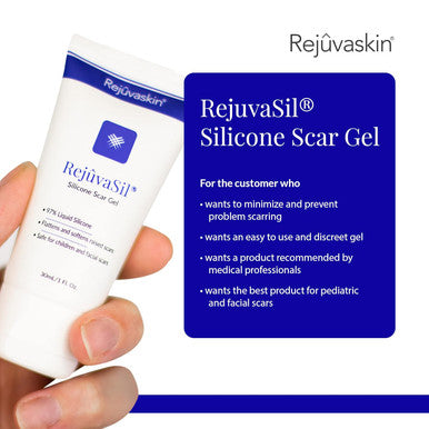 Rejuvaskin Rejuvasil Silicone Scar Gel, Scar Treatment For Surgical Scars, Burns, Keloids, Acne Scars On Face & Body, 30Ml