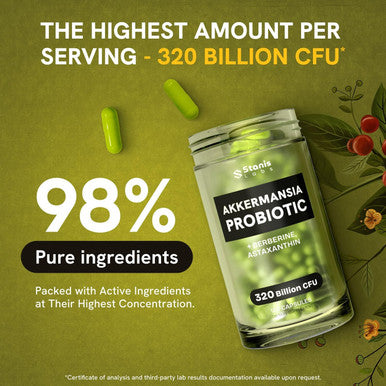 Akkermansia Probiotic 320 Billion Cfu Glp-1 Probiotic And Prebiotic Akkermansia Muciniphila Probiotics For Women Digestive Health Inulin Prebiotic Fiber Capsules Astaxanthin & Berberine 120 Count