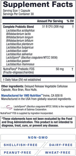 1MD Nutrition Complete Probiotics Platinum 11 Strains 30 Capsules