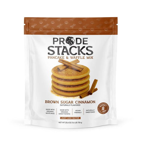 Pride Stacks Pancake & Waffle Mix - Organic Rice & Sweet Potato Blend, Brown Sugar Cinnamon