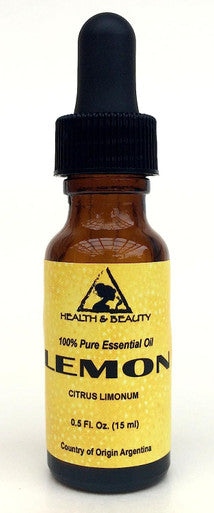 Lemon Essential Oil Organic Aromatherapy Therapeutic Grade 100% Pure Natural 0.5 oz, 15 ml with Glass Dropper