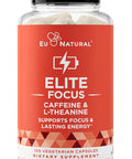 Elite Caffeine Pills With L-Theanine Jitter-Focused Energy Supplements Clean & Natural Nootropic Stack For Smart Cognitive Performance 120 Soft Capsules