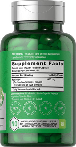 Eyebright Supplement | Herb Capsules | 800mg | 180 Count | Non-GMO, Gluten Free Supplement | by Horbaach