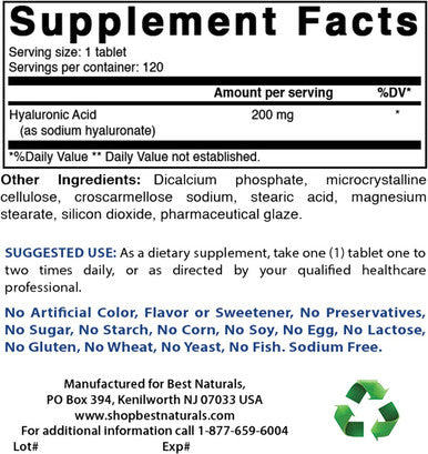 Best Naturals DHEA 100mg & Hyaluronic Acid 200 mg