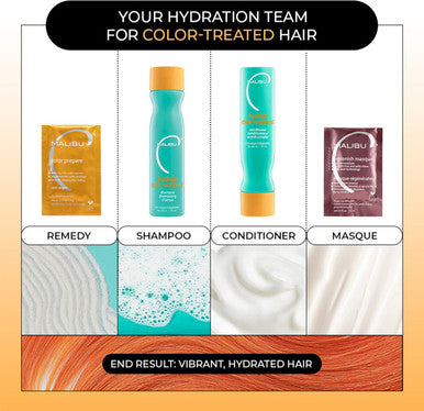 Malibu C Hydrate Color Wellness Collection Hair Kit Of Shampoo Conditioner Remedy And Prepare