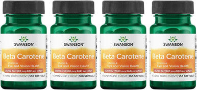 Swanson Beta-Carotene (Vitamin A) 25000 Iu (7500 mcg) 100 Sgels (4 Pack)