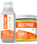 Bulletproof Brain Octane Premium C8 Mct Oil From Non-Gmo Coconuts Plus Grass-Fed Ghee Bundle, Keto Supplement For Sustained Energy, Appetite Control And Energy, Great For Coffee And Cooking