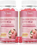 2 Pack Calcium Citrate Gummies 1200 mg Calcium Supplements for Women with Vitamin D3 and K2MagnesiumZinc Sugar Calcium Gummies for Bone and Teeth and Immune Support Peach Flavor