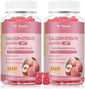 2 Pack Calcium Citrate Gummies 1200 mg Calcium Supplements for Women with Vitamin D3 and K2MagnesiumZinc Sugar Calcium Gummies for Bone and Teeth and Immune Support Peach Flavor