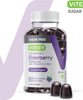 Sambucus Elderberry Gummies For Adults & Teens + Zinc & Vitamin C - Sugar - Immune Support & Booster Herbal Supplement - Vegan, Gluten Free, Gelatin Free, Gmo Free, Chewable Berry Flavored Gummy