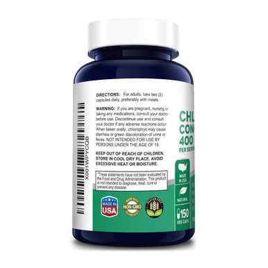 NusaPure Chlorophyll Concentrate 400 mg 150 Vegetarian Caps (Non-GMO & )