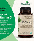 Futurebiotics Iron + Vitamin C, USDA Certified Organic, 90 Vegetarian Tablets