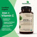 Futurebiotics Iron + Vitamin C, USDA Certified Organic, 90 Vegetarian Tablets