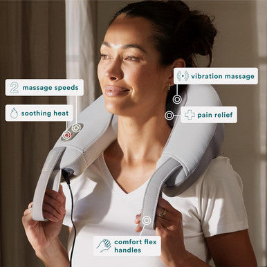 Homedics Pro Therapy Vibration Neck Massager With Heat Soft Foam, Vibration Massage, Plus Soothing Heat And Choice Of 2 Speeds, Pull Tighter To Increase Intensity, Tan