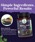 Natures Craft Vegan Black Seed Oil Capsules - Cold Pressed Nigella Sativa Black Cumin Seed Oil Capsules with Omega 3 6 9 Antioxidants and Thymoquinone for Hair Growth Immune Support Joint Health and Digestion