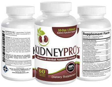 Elevate Recovery Supplements Kidney-Pro (All-In-1) With 21 Kidney Health Supplements In 1 Formula Including Cranberry Extract - Total Kidney Support Supplement - Kidney Cleanse Detox - Easy To Swallow - 60 Veggie Capsules