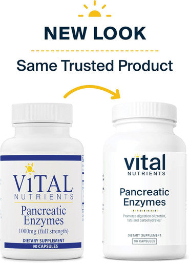 Vital Nutrients Pancreatic Enzymes 1000mg (Full Strength) | Pancreatin Digestion Supplement with Protease Amylase & Lipase | Digestive Enzymes | Gluten Dairy and Soy | 90 Capsules