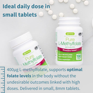 Pure Methyl Folate 400 Mcg, 180 Tablets, Clean Label & Vegan, Methylated Form Of Folic Acid 5-Mthf (Vitamin B9), Suitable For Pregnancy, One-A-Day, By Igennus