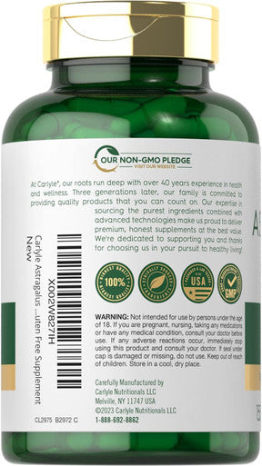 Carlyle Astragalus Root Capsules 4500mg 150 Count Vegetarian Non GMO Gluten Supplement