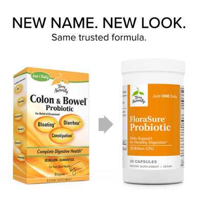 Terry ly FloraSure Probiotic - 30 Capsules - Daily Support for Healthy Digestion - Non-GMO, Vegan, Kosher - 30 Servings