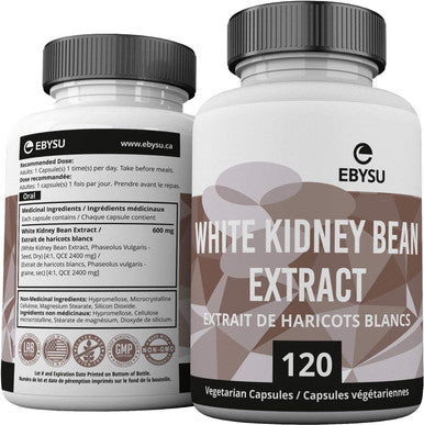 EBYSU White Kidney Bean Extract Supplement - Men and Women - 120 capsules