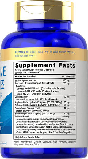 Carlyle Digestive Enzymes with Probiotics | 180 Capsules | Non-GMO, Gluten Free | Digestive Enzyme Supplement