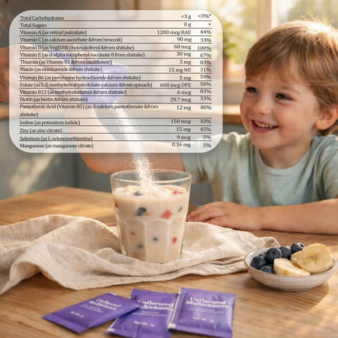 Vitamin Powder Unflavored Multivitamin with 19 Vitamins and Minerals Fruit and Veggie Blend SugarFree 30 Stick Packs
