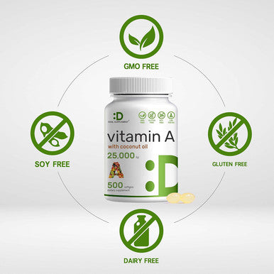 Deal Supplement High Potency Vitamin A 25000 IU 500 Coconut Oil Softgels | Easily Absorbed Natural Fish Liver Oil Source Vitamins for Eye Immune & Skin Health Easy to Swallow Non-GMO